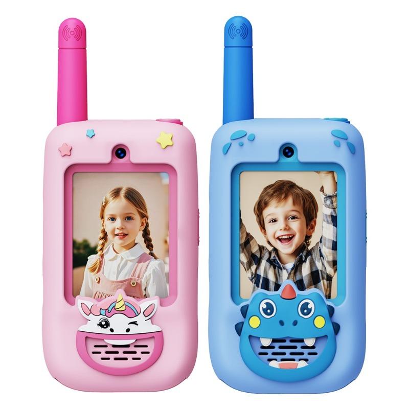 WatchOut Connect Kids Video Walkie Talkies, Age 3–13, No Sim - No WiFi required, Pack of 2 (Blue/Pink)