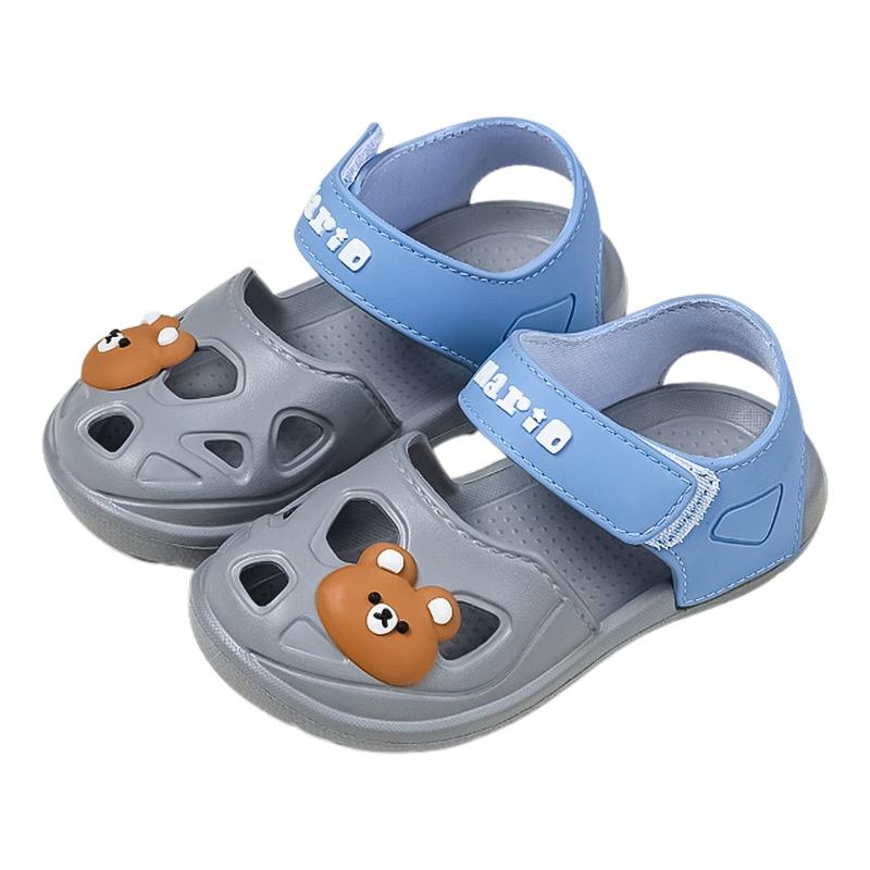 Cheerful Mario Kids Bear Drop Plastic Sandals Grey