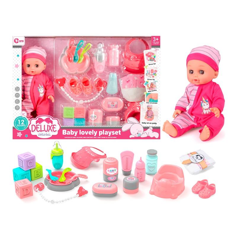 Vdora Baby Doll with 21 Pieces Accessories Feeding Playset