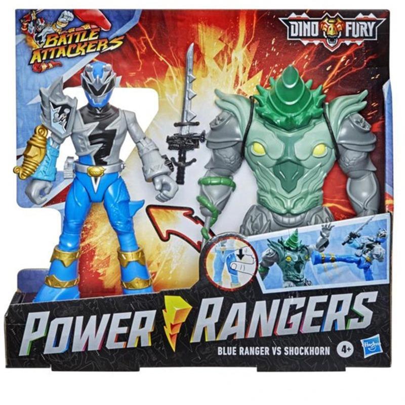 Power Rangers Dino Fury Battle Attackers Blue Ranger vs. Shockhorn