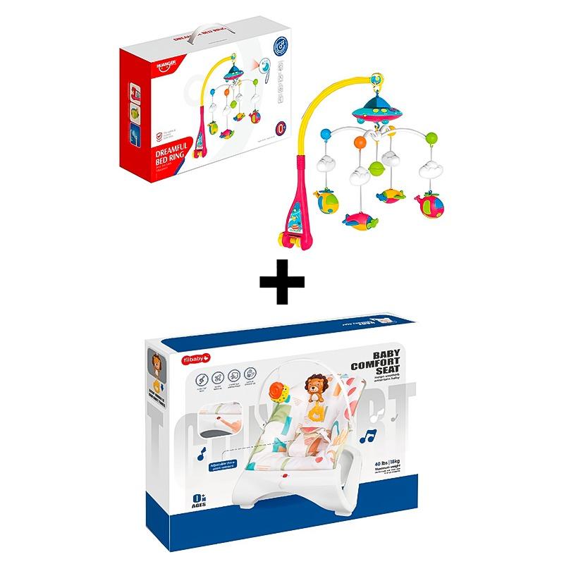 حزمة هوانجر علّاقة سرير الأطفال الموسيقية + الكرسي الهزاز المريح للأطفال