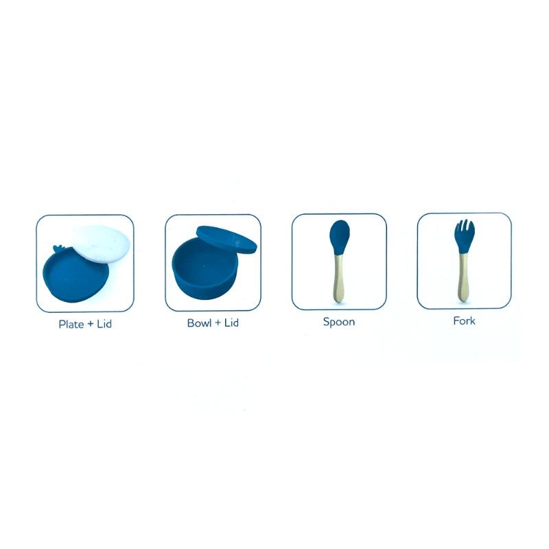 Bimbly Silicone Feeding Set 6 in 1 Dark Blue