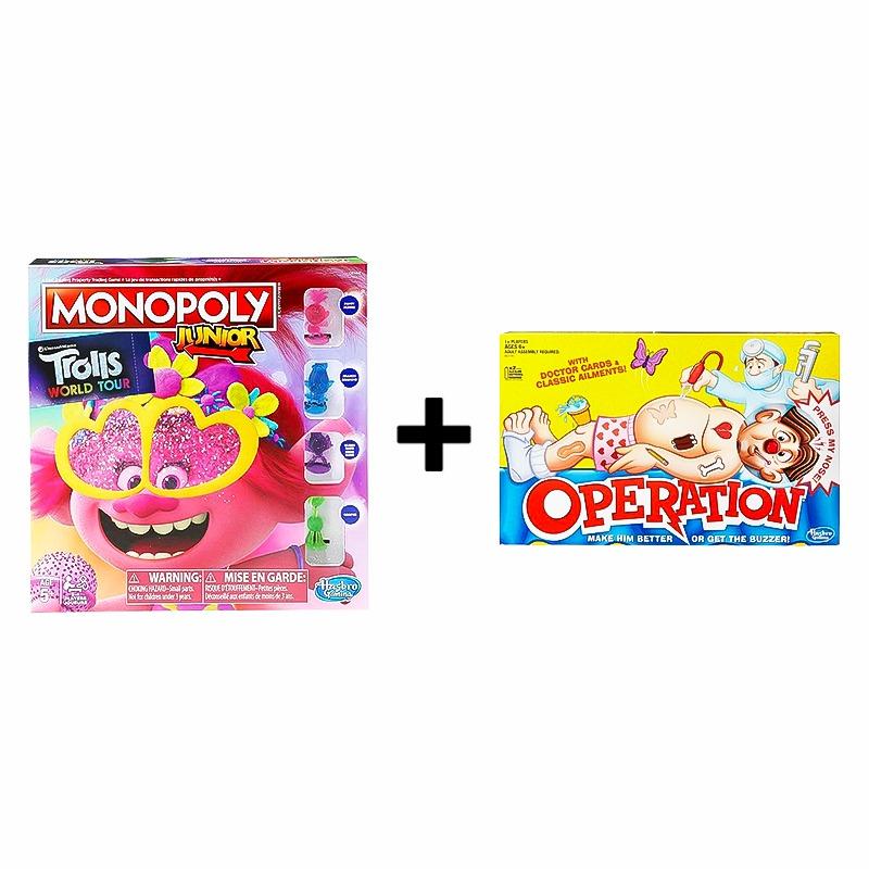 Buy 1 Get 1 Free Operation Classic + Monopoly Junior Trolls World Tour Edition