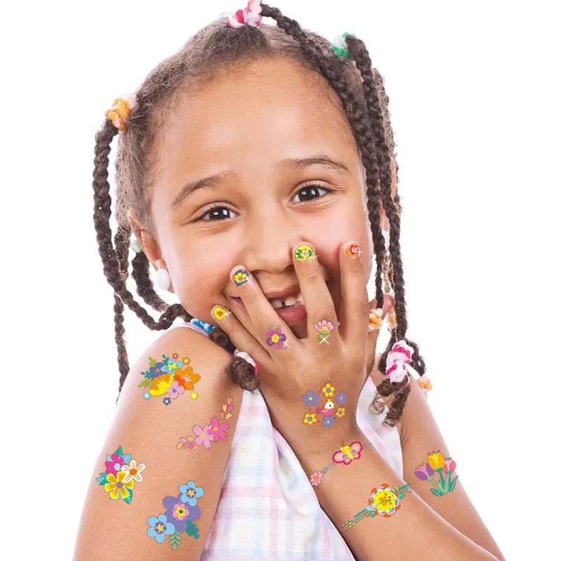 أفينير - مجموعة ملصقات التاتو وتزيين الأظافر بتصميم الزهور