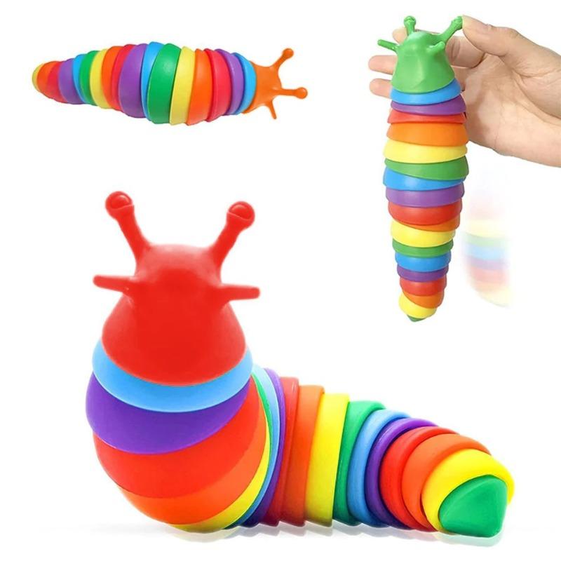 Rainbow Sluggie Duggie Click Clack Fidget Toy - Multicolor