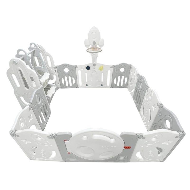 ليتل تودلرز - حاجز اللعب القابل للطي رمادي وأبيض