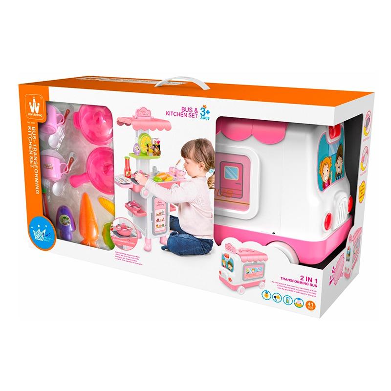 Wander Long 2 in 1 Bus And Kitchen Set - Pink