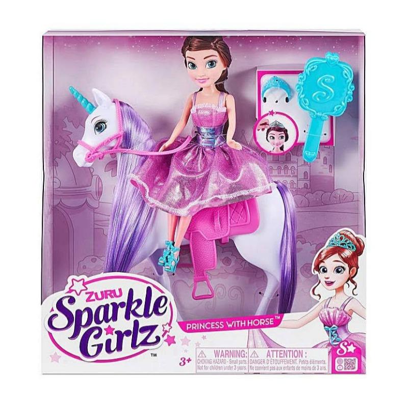 Sparkle Girlz Unicorn And Princess Doll With Carriage