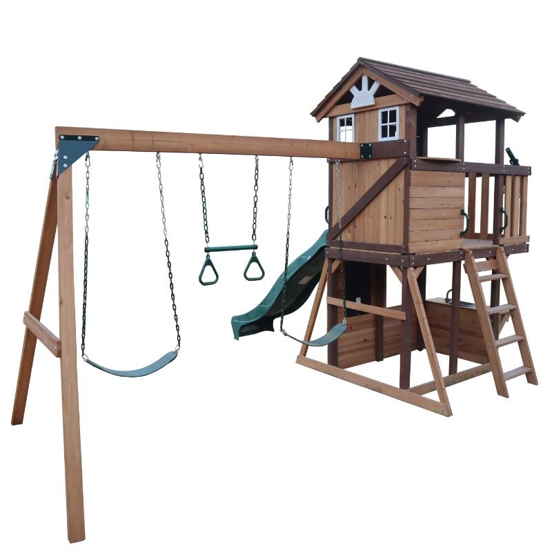 Mountpeak Elbrus Swing Set And Playhouse With Wooden Roof