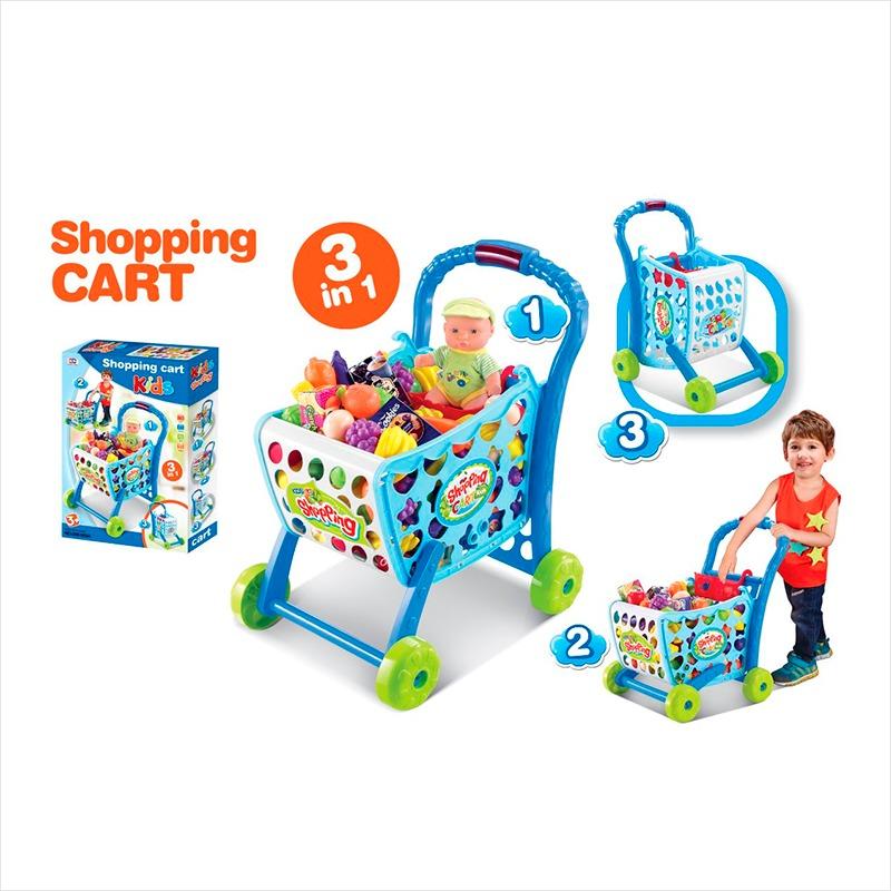 عربة تسوق الاطفال - لون أزرق