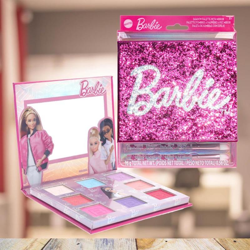 Barbie 8-Well Shimmer Eyeshadow Palette with Brushes for Kids