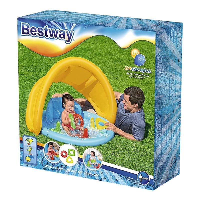 بست واي - سبلاش باد مسبح مائي للأطفال مع مسند ظهر ومظلة شمسية