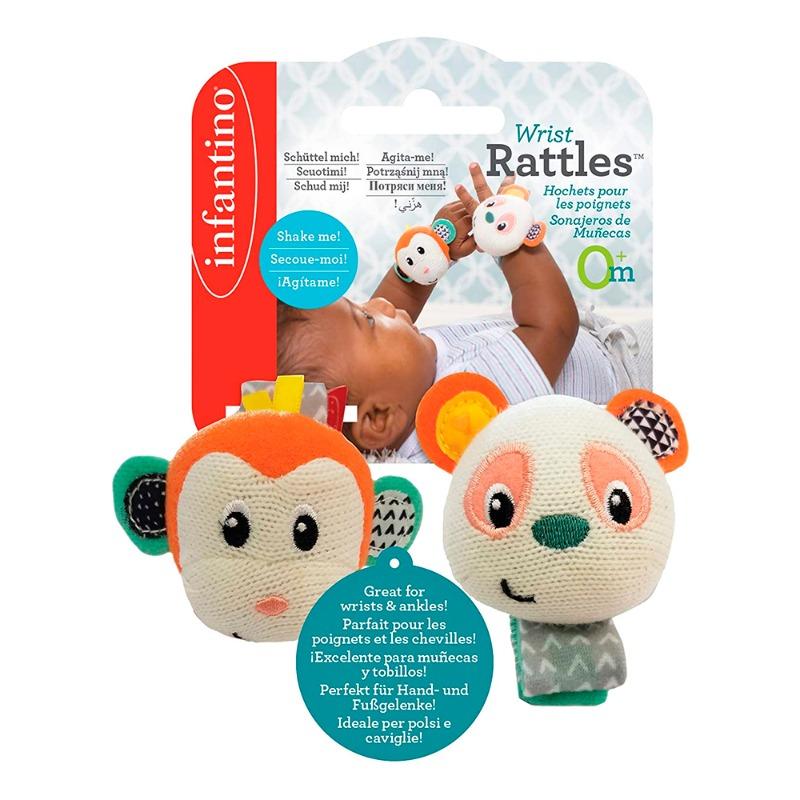 Infantino Wrist Rattles Monkey And Panda