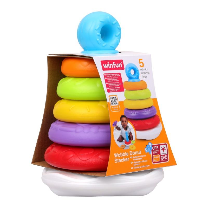 برج الدونات المتمايل لتكديس الحلقات الملونة