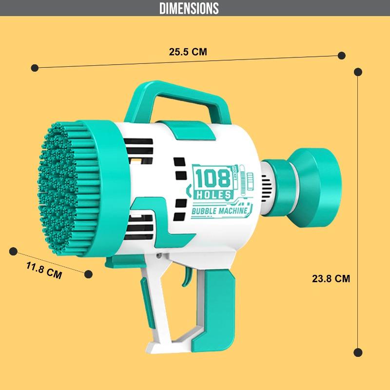108 Holes Bubble Machine Gun With Light - Green