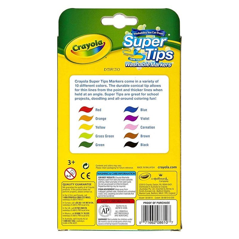 Crayola Washable Super Tips Markers -10 Ct