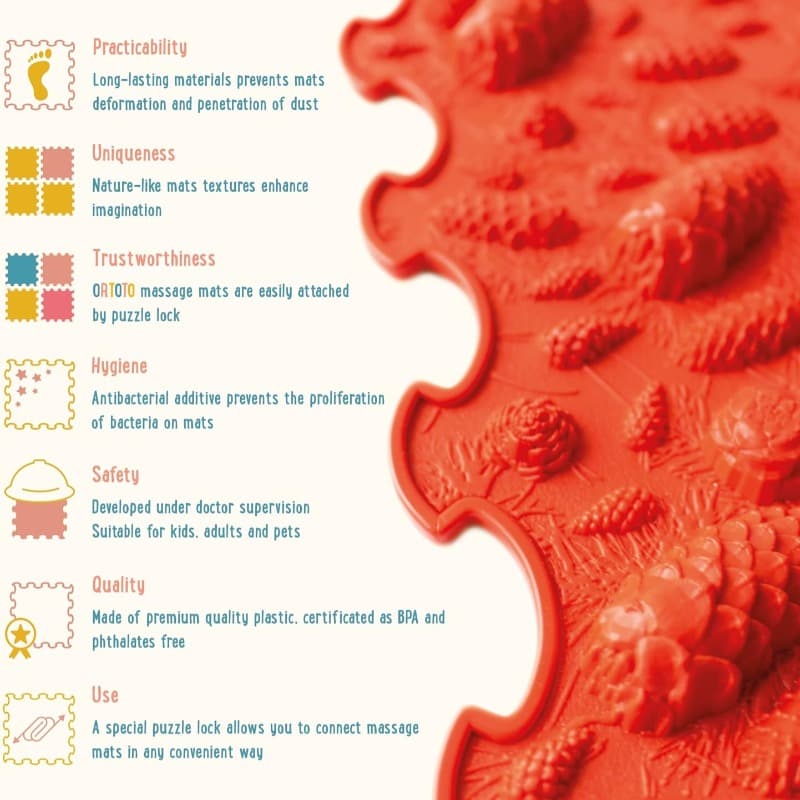 Ortoto Puzzle Mat Pinecones Soft - Light Red