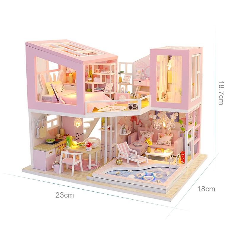First Love DIY Mini Dollhouse With LED Light Playset