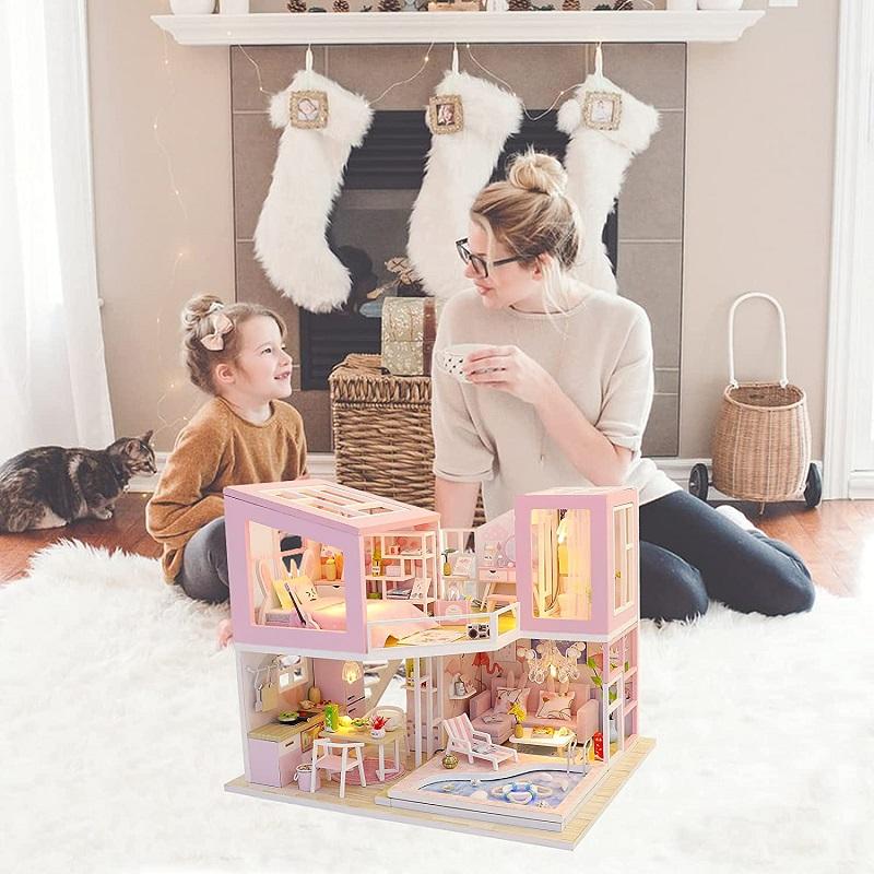 First Love DIY Mini Dollhouse With LED Light Playset