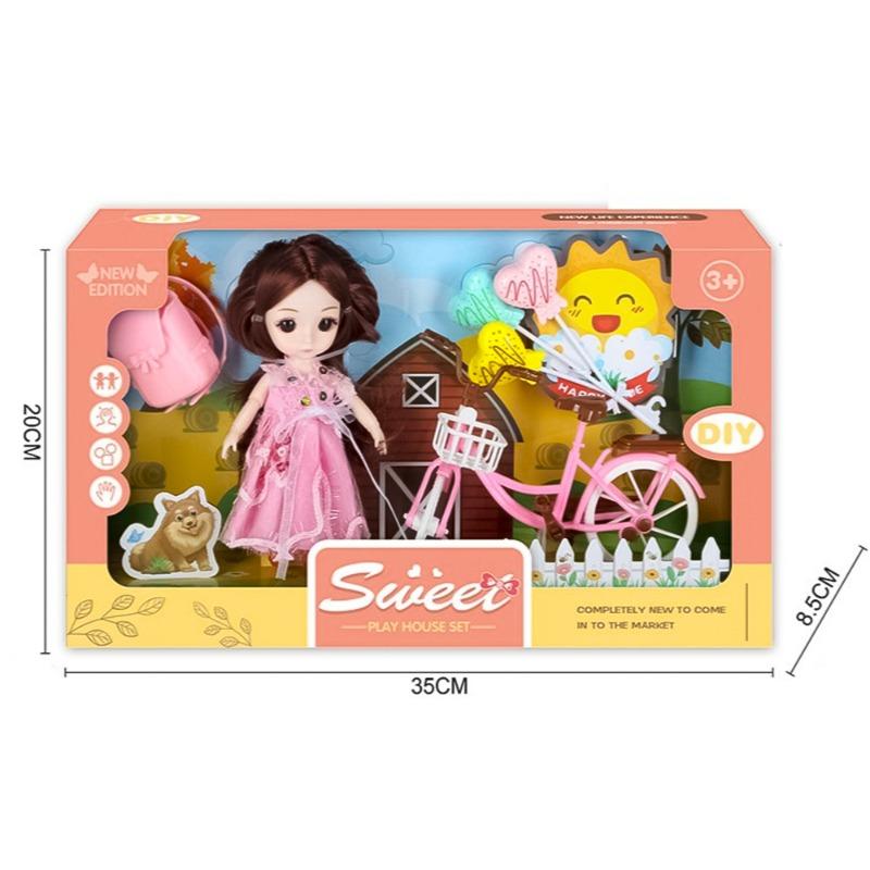 Sweet Pink Doll and Bike Christmas Set