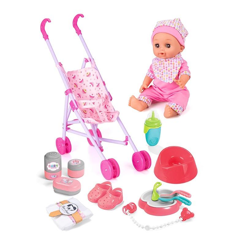 فيدورا - دمية الطفل مع مجموعة ألعاب عربة الدمية أ