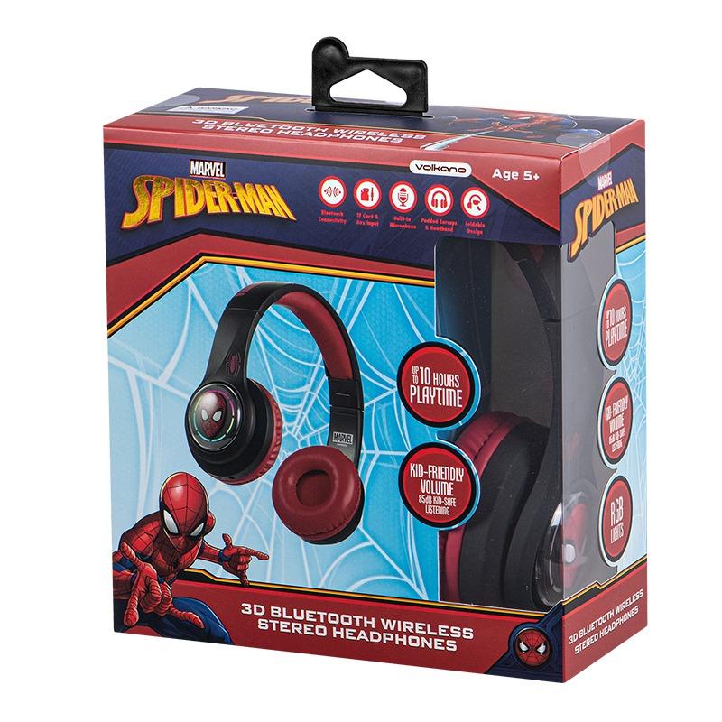 فولكانو - سماعة رأس ستيريو لاسلكية بتقنية البلوتوث ثلاثية الأبعاد رسومات سبايدرمان