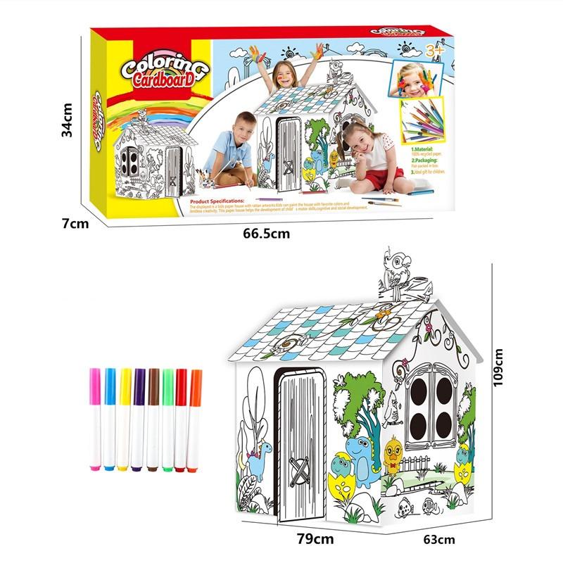 مجموعة تلوين الورق المقوى ثلاثي الأبعاد بتصميم منزل الغابة
