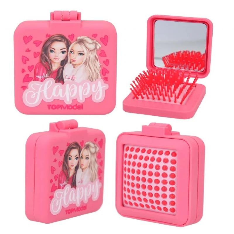 TopModel Folding Hairbrush with Mirror Multicolors