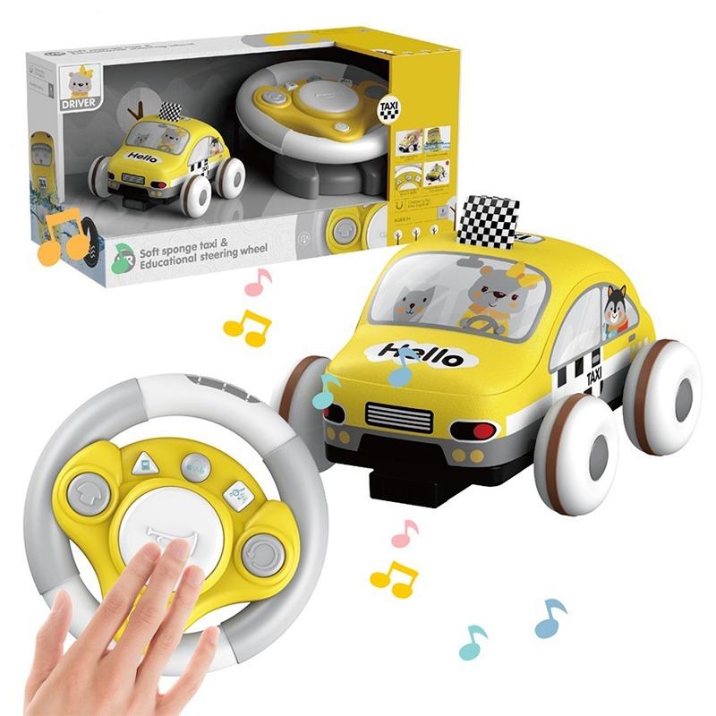سيارة تاكسي إسفنجية مع عجلة قيادة تعليمية - لون أصفر