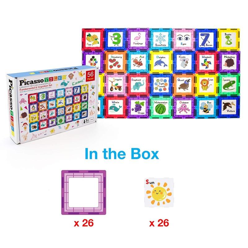 مجموعة البلاط المغناطيسي مع التروس الإبداعية ٥٦ قطعة