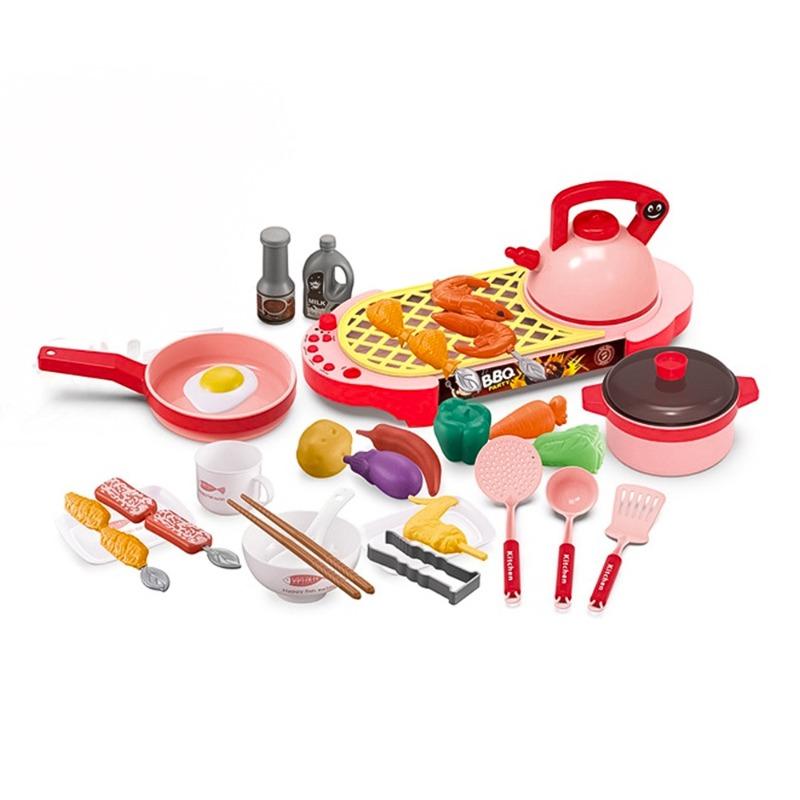 مجموعة الشواء مع الموسيقى والضوء 36 قطعة - لون وردي