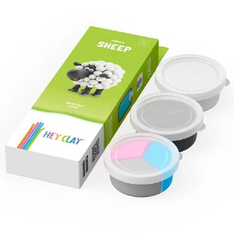 Hey Clay DIY Sheep Plastic Modelling Air Dry Clay Kit - 3pcs