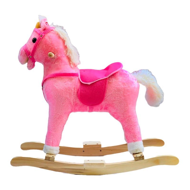 حصان ركوب هزاز قطيفة لون وردي