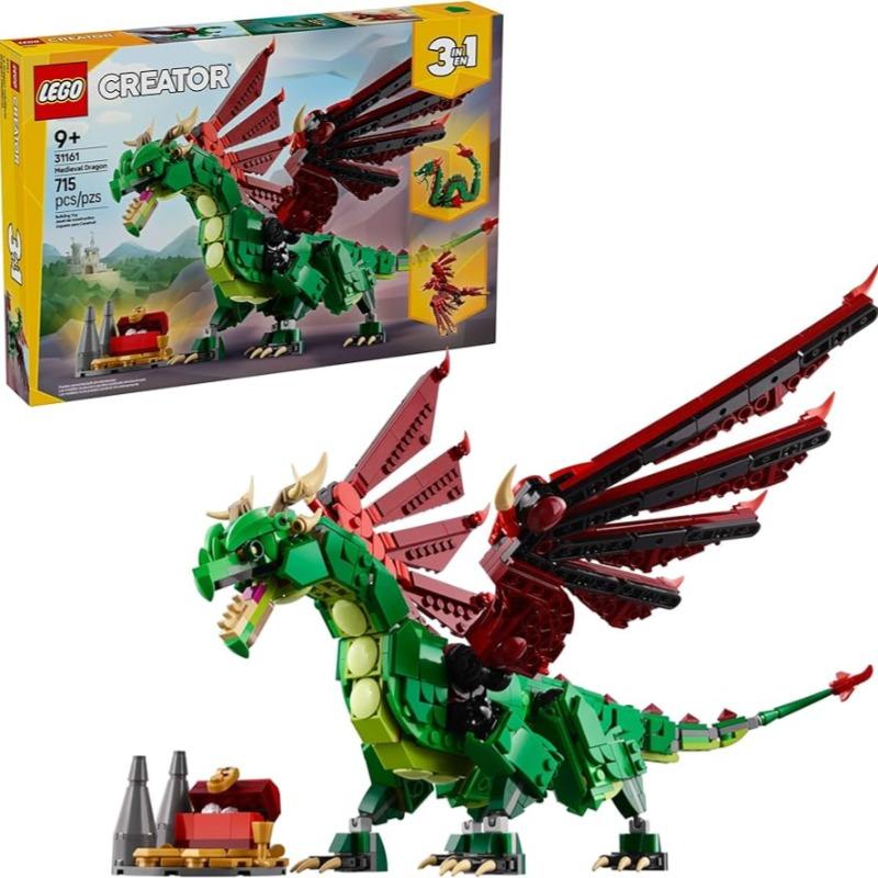 Lego Creator 3 in 1 Medieval Dragon Creature Toy Playset 31161