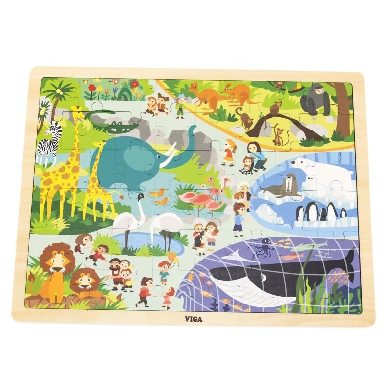 Viga Zoo Wooden Puzzle - 48 Pieces