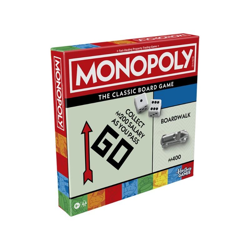 لعبة مونوبولي الكلاسيكية مع صينية تخزين ورموز أكبر