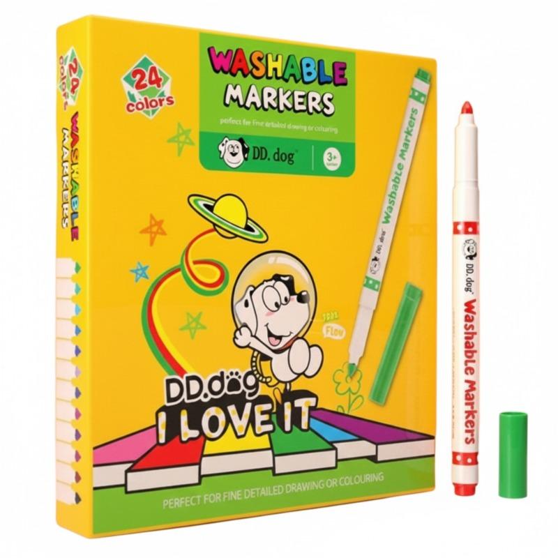 أقلام تلوين ورسم سحرية للأطفال قابلة للغسل ومقاومة للماء – 24 لون
