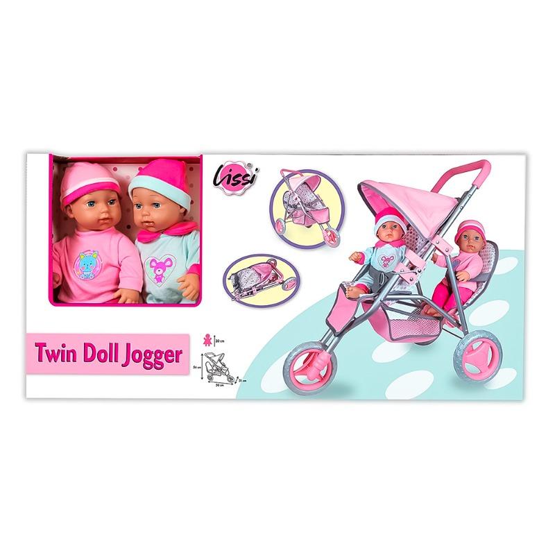 ليسي - دمى بيبي التوأم مع عربة الأطفال التوأم - 11 إنش
