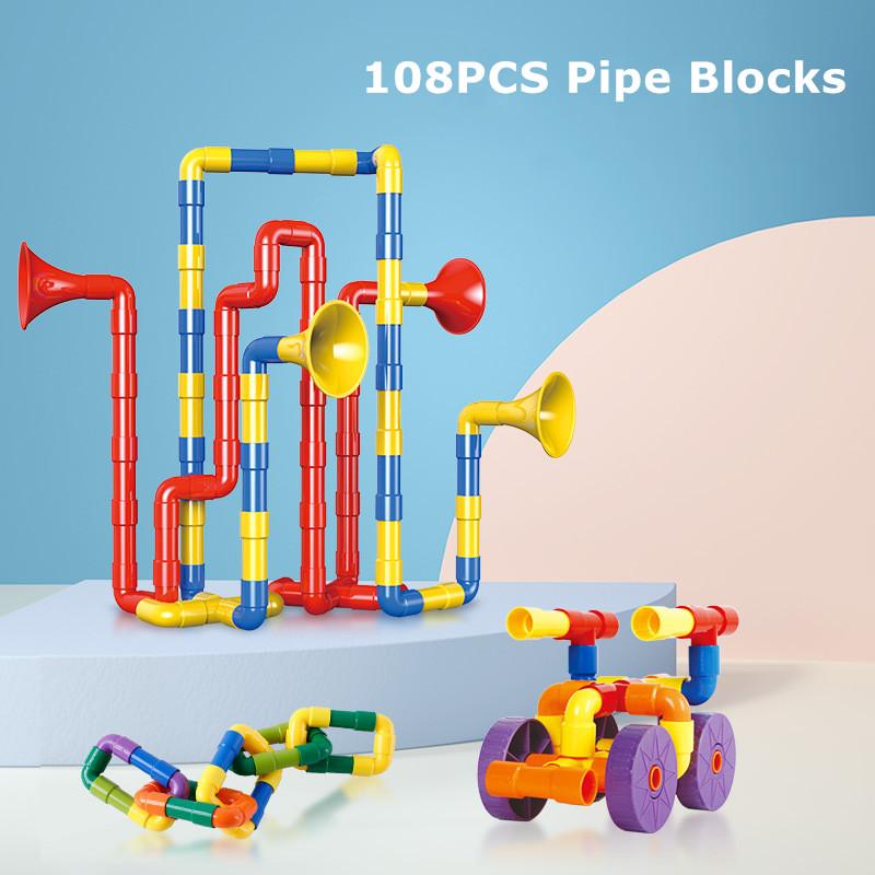 مجموعة أنابيب البناء التعليمية 108 قطعة