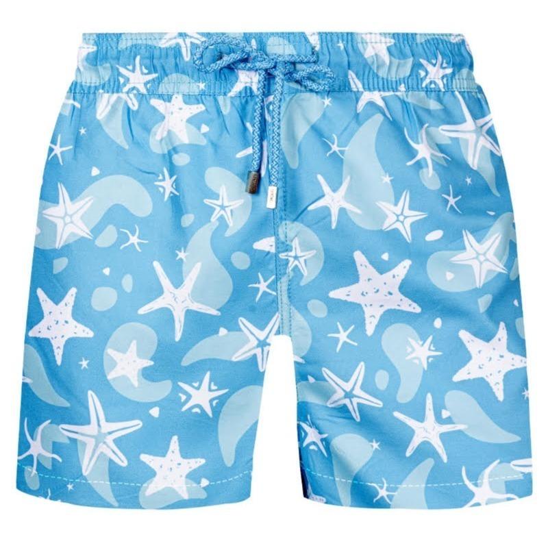 Seashell Kids Swimming Short Stars Sky - Blue