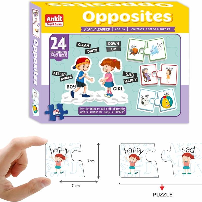Early Learner Opposites Puzzle – 24 Pairs, 48 Pieces Educational Set for Kids
