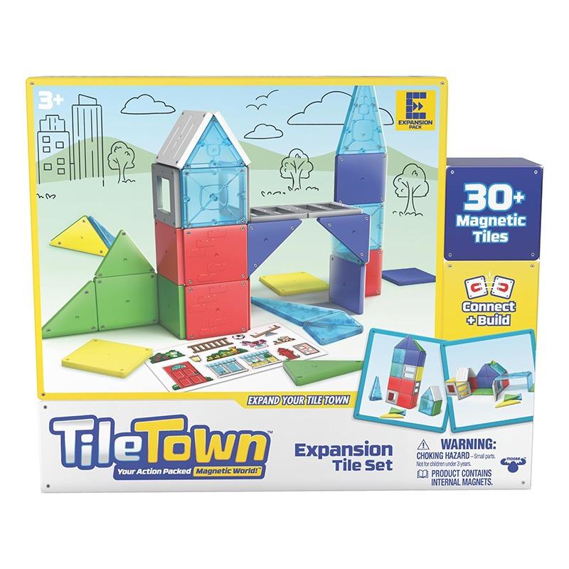 تايل تاون - مجموعة كتل البناء المغناطيسية 30 قطعة