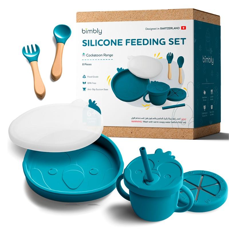 Bimbly Silicone Feeding Set 8 in 1 Dark Blue