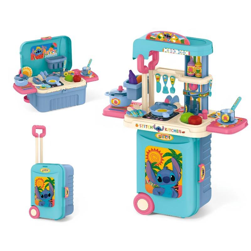 Disney Stitch Kitchen Set Laggage Pretend Toys Set For Kids