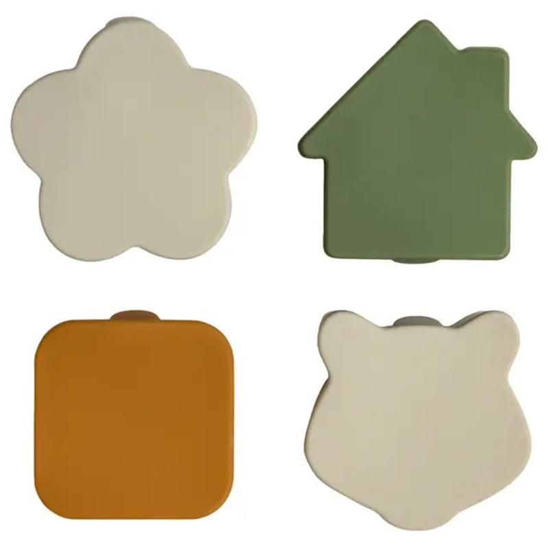Silicone Lunchbox Organizers Set of 4 - Caramel/Green/Grey