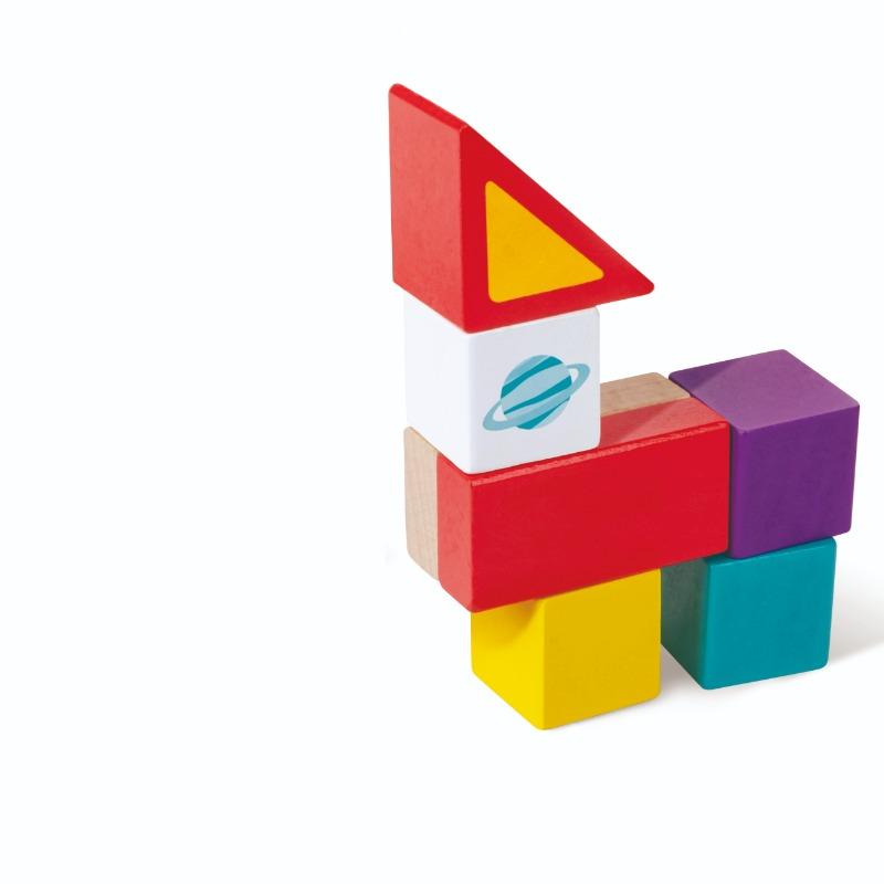 هيب - مجموعة مكعبات التكديس الخشبية سبيس مونستر - 50 قطعة