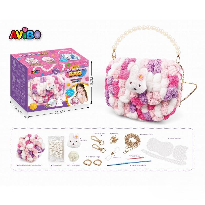AVIBO DIY Teddy Bear Handwoven Bag Set - pink