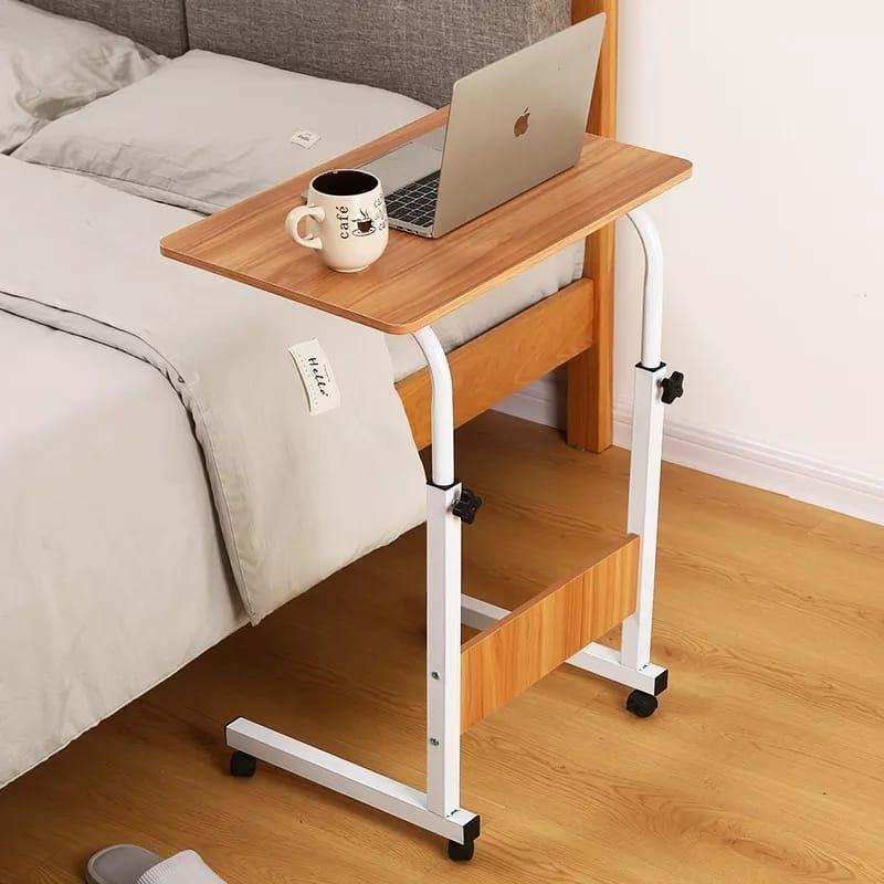 Adjustable and Folding Table with Wheels - Wooden