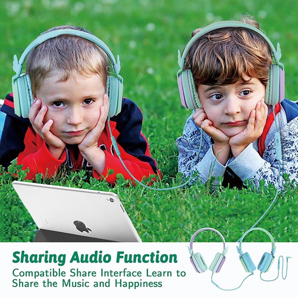 Riwbox Foldable Wired Headphones Blue Green