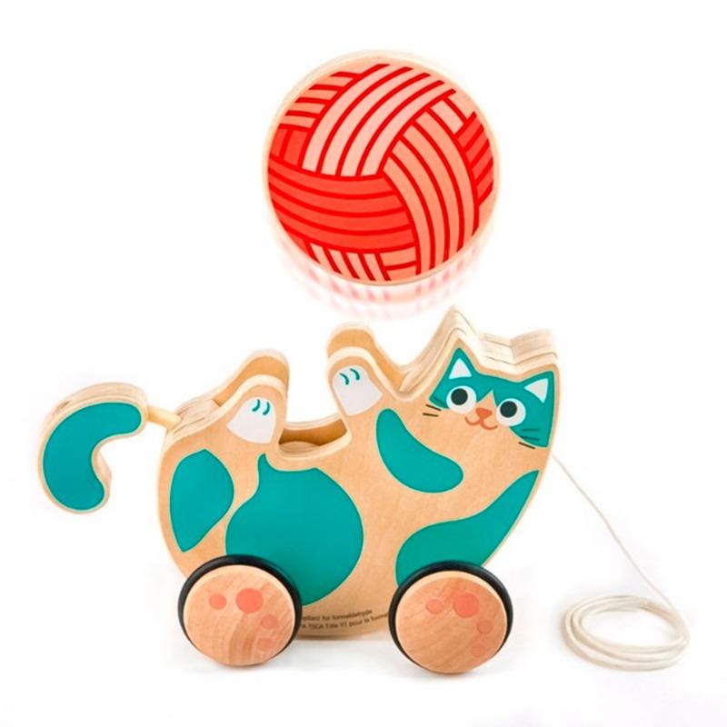 Hape Roll and Rattle Kitten Pull Along Toy